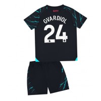 Dres Manchester City Josko Gvardiol #24 Tretina pre deti 2023-24 Krátky Rukáv (+ trenírky)